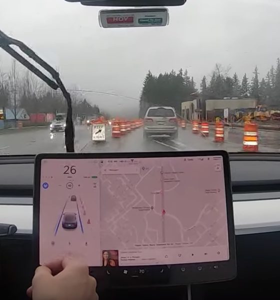 Tesla Autopilot construction zone lane