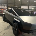 Tesla Cybertruck prototype at Hawthorne Design Center, 2019 Tesla Holiday Party