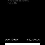Tesla mobile app: Model 3 acceleration boost order page (Credit: Mark Gillund‎ via Tesla Model 3 Facebook Group)