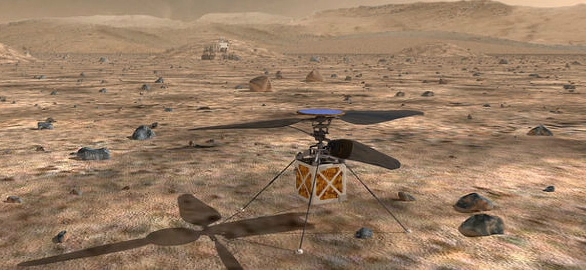 The Mars helicopter is an autonomous rotorcraft that will travel with the 2020 rover. Credit: NASA/JPL-Caltech