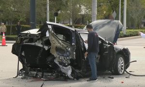 Tesla Model X sheers in half after high speed crash (WPLG Local 10 | YouTube)