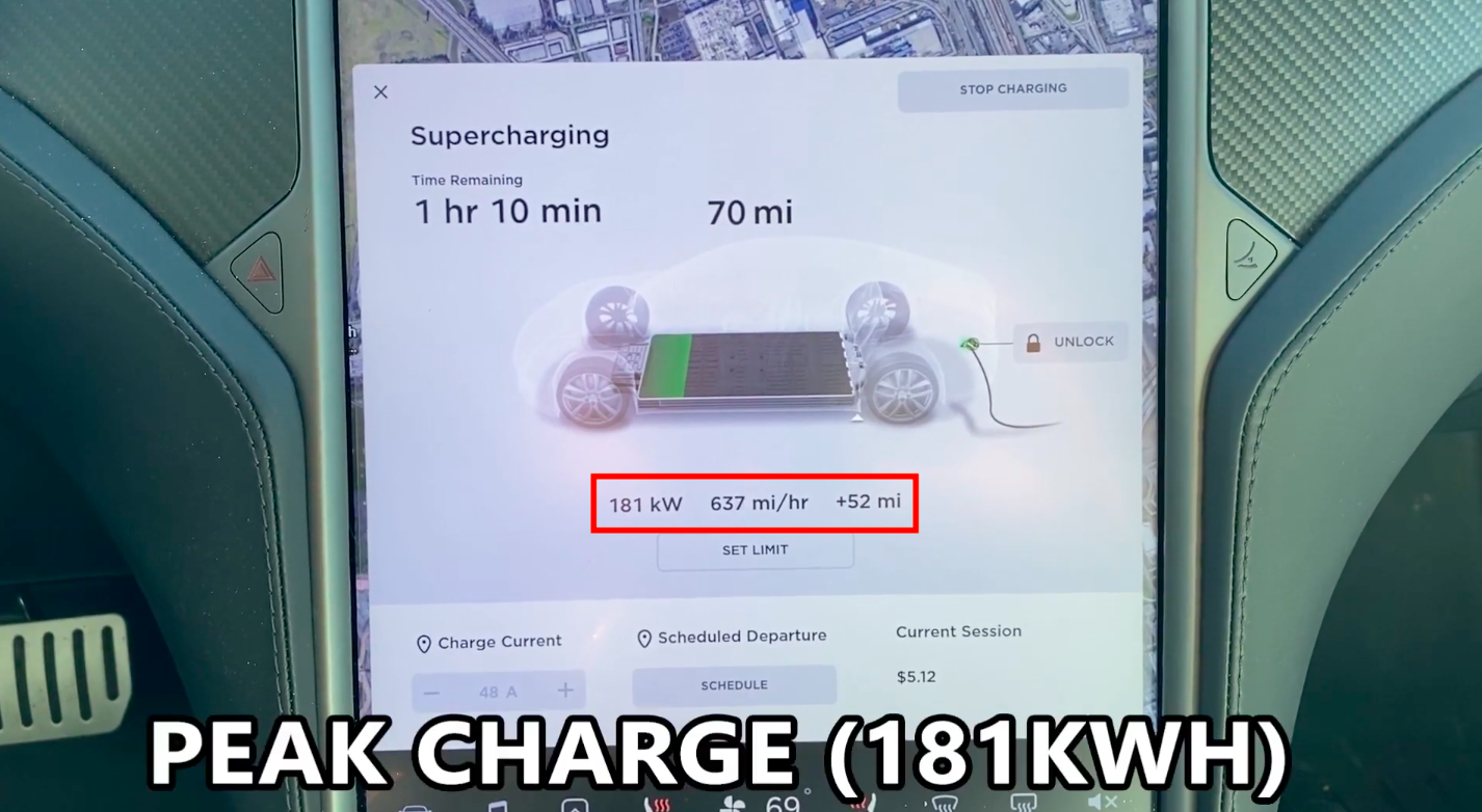 photo of Tesla Model S hits 181 kWh peak charging rate at Supercharger V3 station image