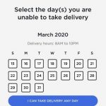 Tesla Model Y delivery date selection (Credit: Gilbert Arroyo via Facebook)