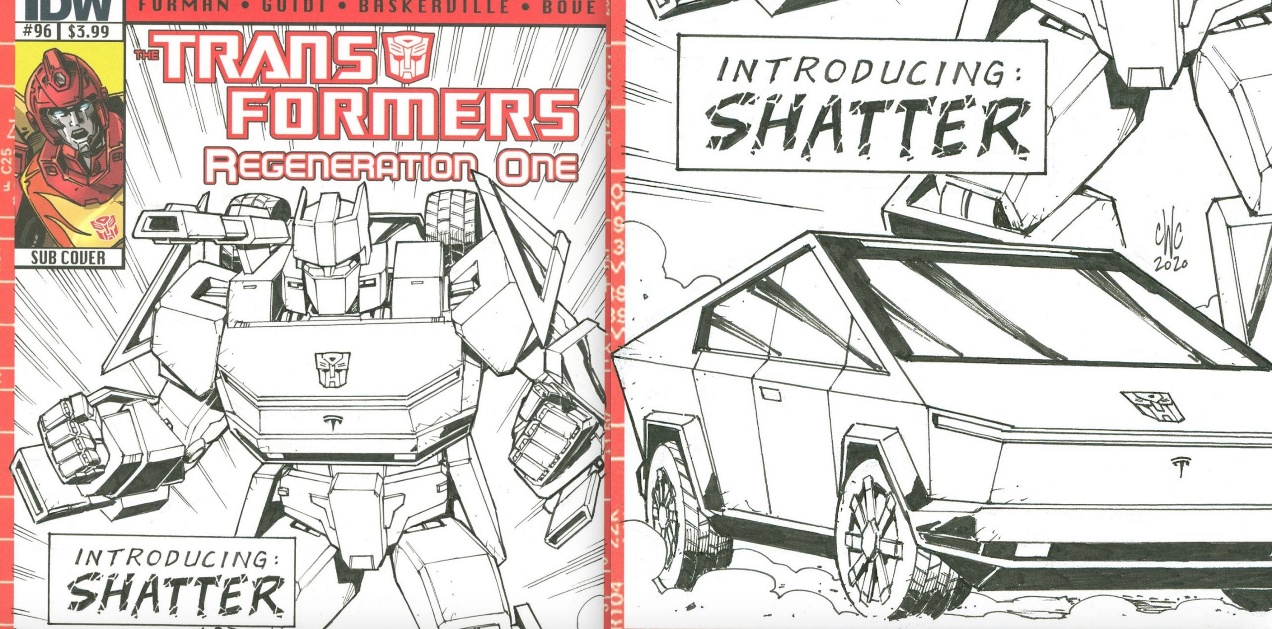 Tesla Cybertruck Transformers Comic (Credit: Artist/Casey Coller, Yoshi)