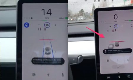 Tesla Autopilot stops at red light