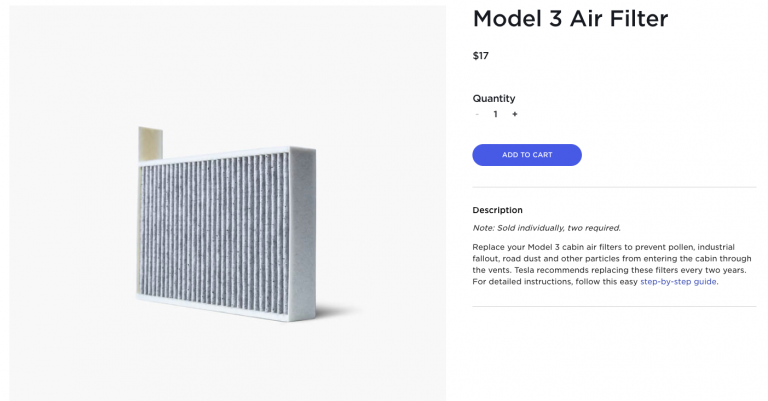 2020 model 3 cabin filter