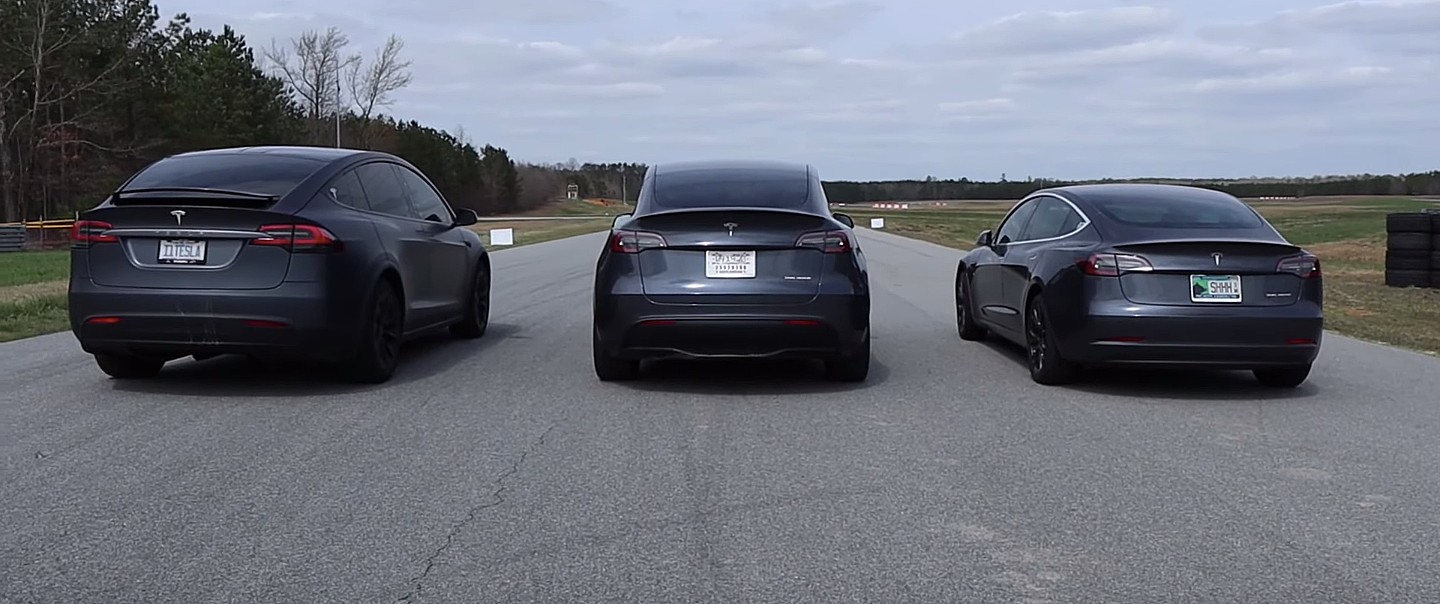 photo of Tesla Model Y drag races Model X “Raven”, and Model 3 in 1/4-mile test image