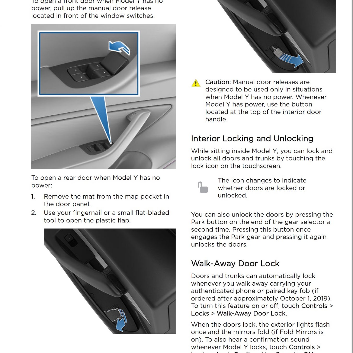 Tesla Model Y emergency door release