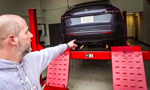 Tesla Model Y Performance on a car lift