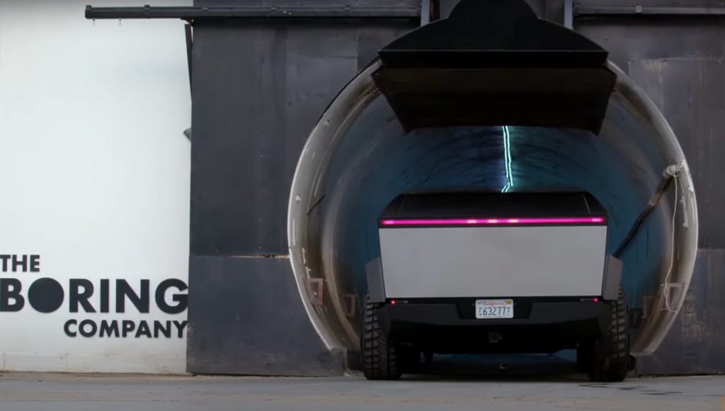 Tesla Cybertruck goes inside The Boring Company Tunnel