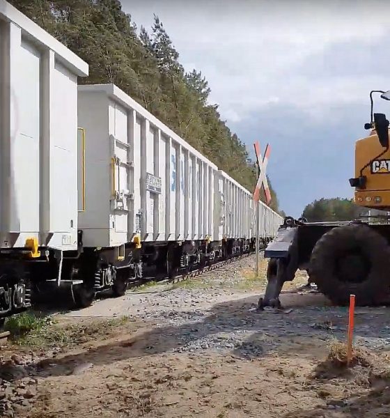 Tesla's trains at the Giga Berlin site. The trains will transport gravel to the site, allowing for the installation of temporary construction roads.