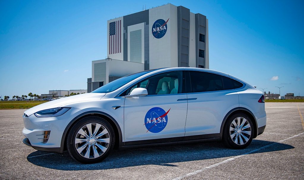 Tesla Model X that will transport NASA astronauts to the Crew Dragon Demo 2 spacecraft on May 27.