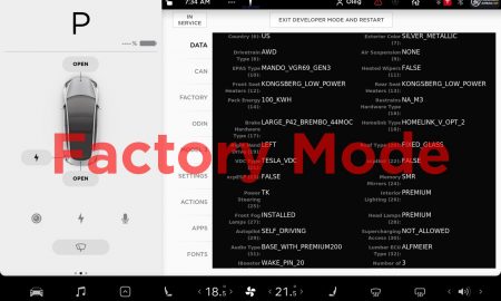 Tesla Model 3 with 100 kWh battery Factory Mode