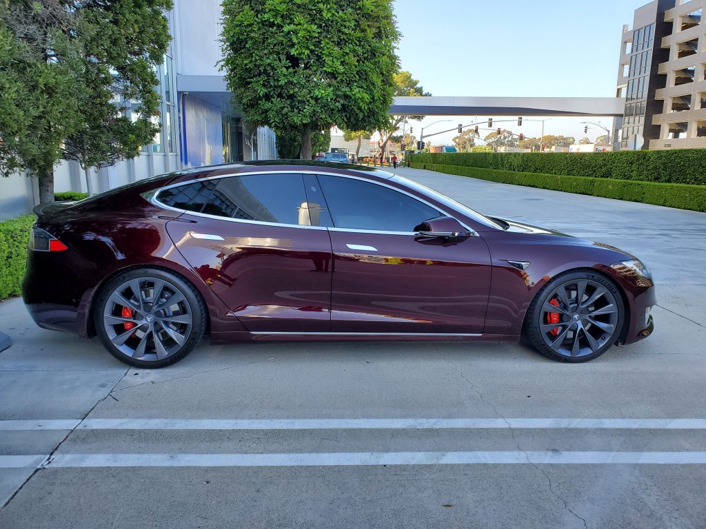 Tesla Model S With Cryptic Deep Crimson Paint Spotted At Spacex Headquarters