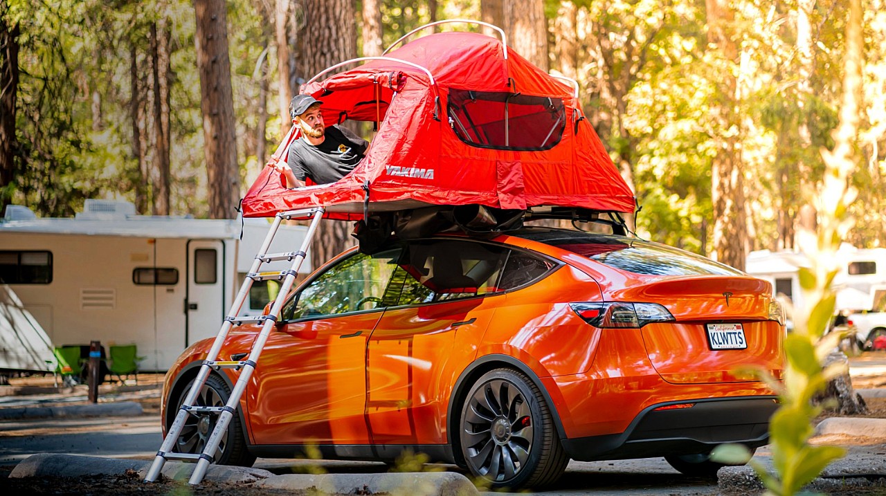Tesla model y camping tent kilowatts TESLARATI