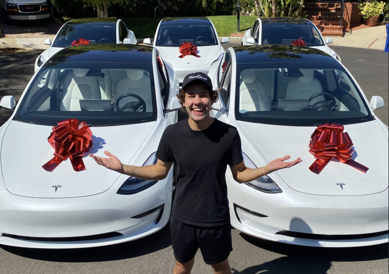 Tesla giveaway from David Dobrik encourages people to vote