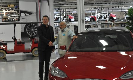 Tesla CEO Elon Musk with India Prime Minister Narendra Modi