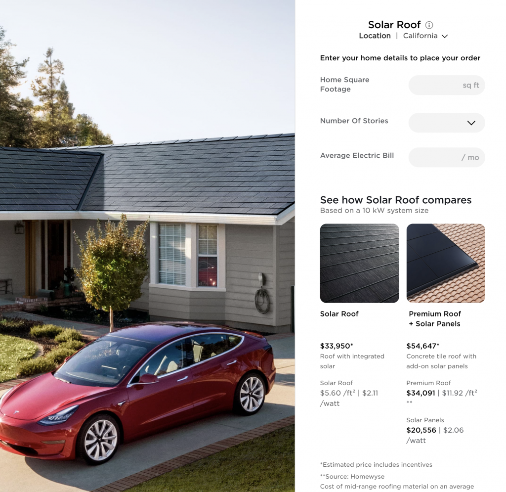 Tesla roof sales cost 2020