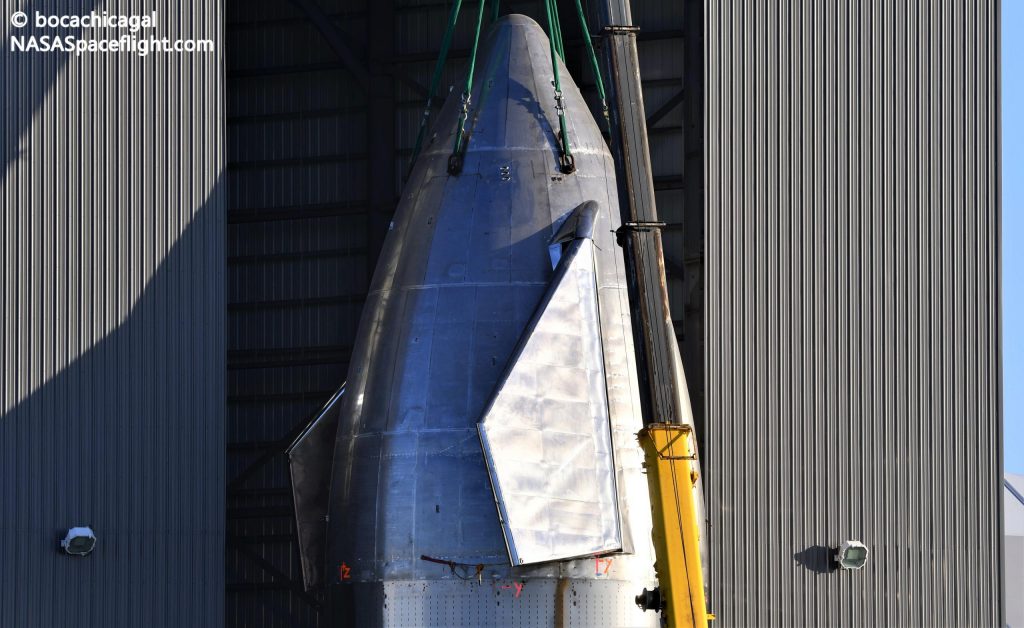 SpaceX Starship apuesta por la instalación de la nariz después del histórico incendio estático