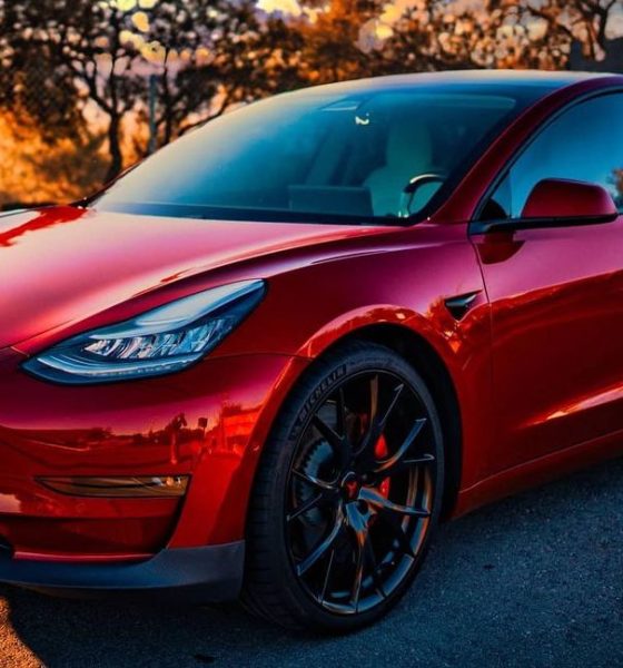 red tesla model 3