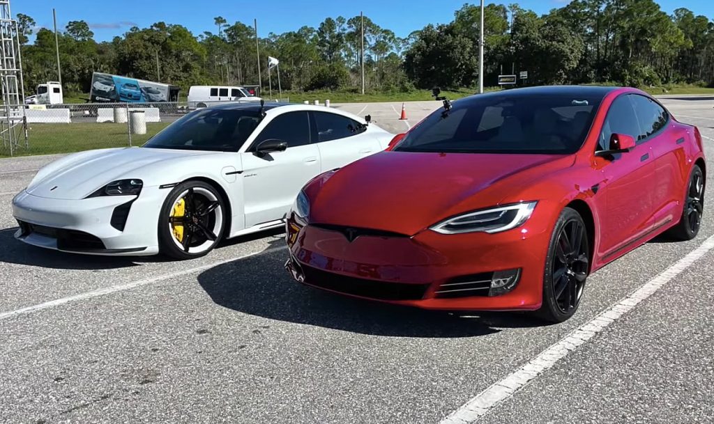 Taycan turbo s vs sales tesla p100d