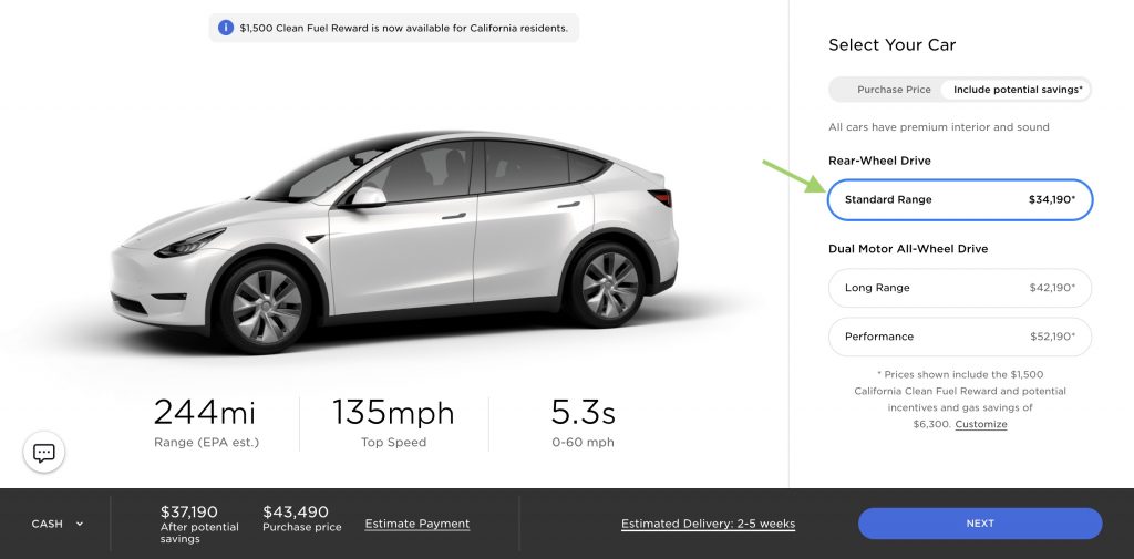 Tesla hatchback range sales