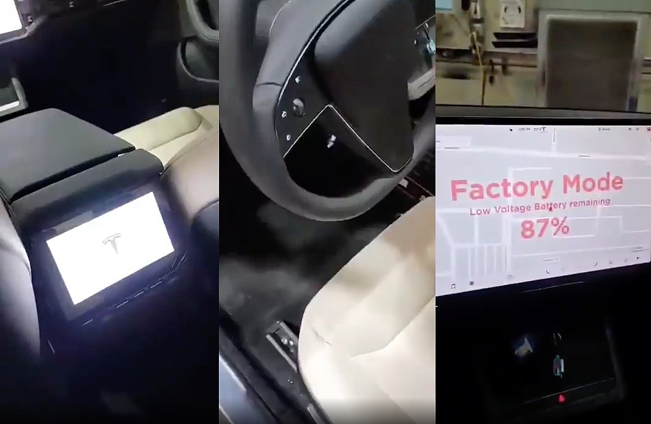 photo of Tesla Model S refresh quick interior look shows 8″ 2nd-row screen, steering wheel buttons, 17″ display enabled image