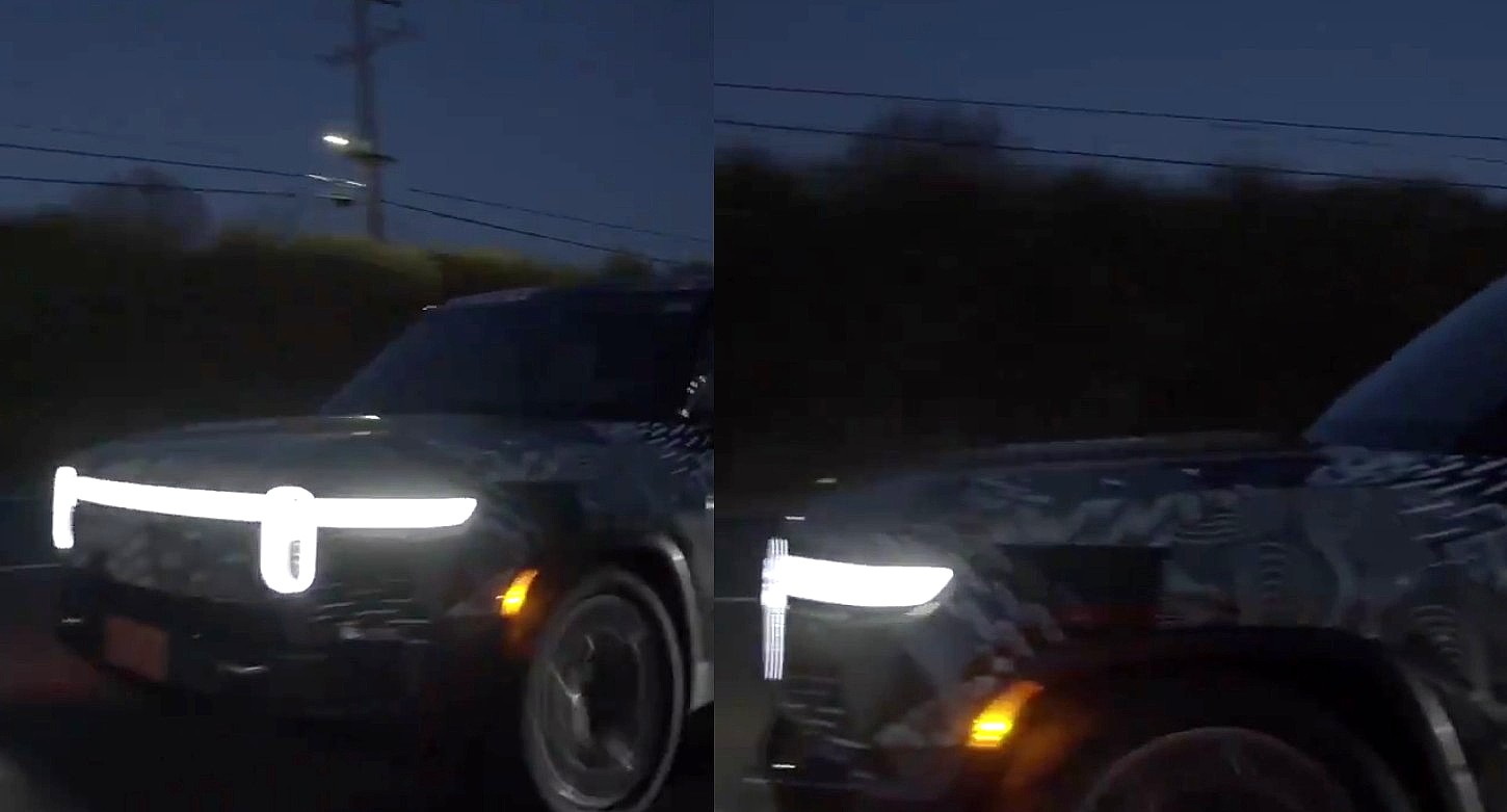 Rivian's polarizing 'stadium' headlights actually look great when activated  in the wild