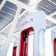 tesla supercharger with solar array