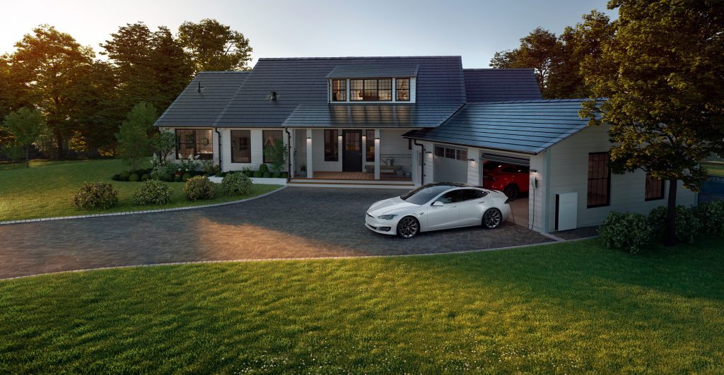 Tesla Solar Roof and Solar Panels sold exclusively integrated system with Powerwall batteries