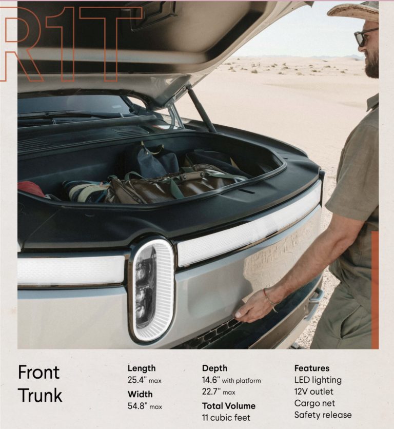 Rivian R1T size, specifications and dimensions in detail