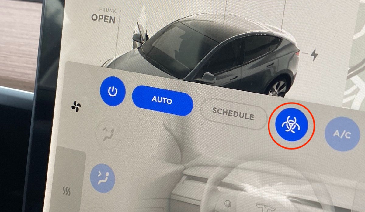 Biowaffen-Abwehrfilter wird im Tesla Model Y Standard