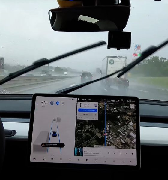 tesla in rain autopilot