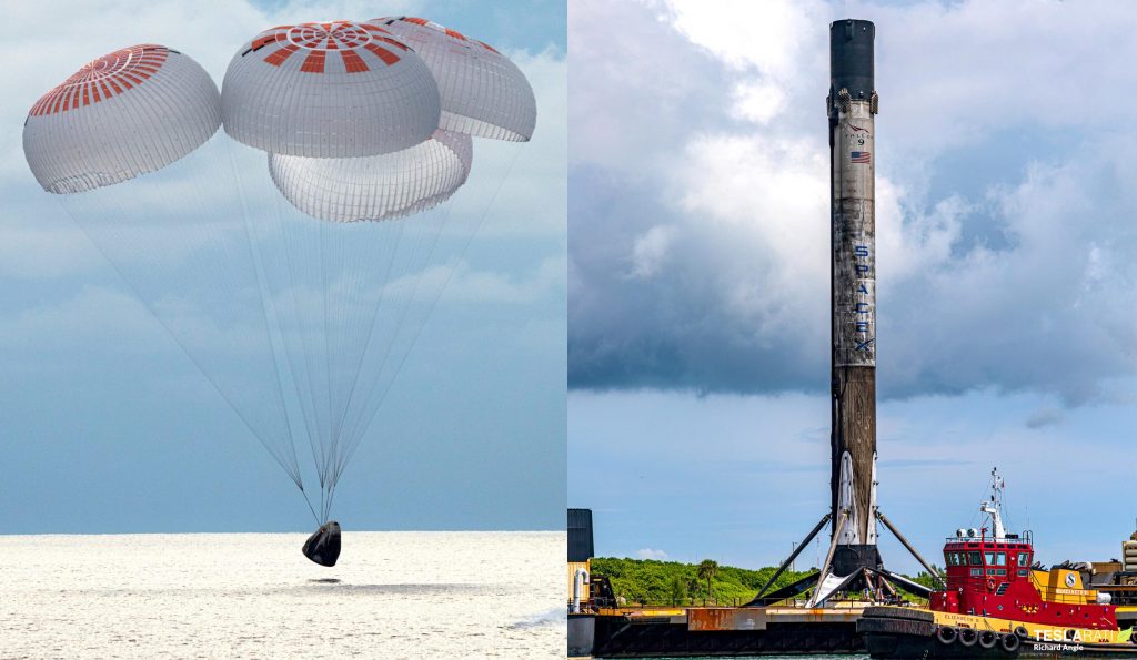 photo of SpaceX Inspiration4 Dragon, Falcon 9 booster return to port after flawless mission image
