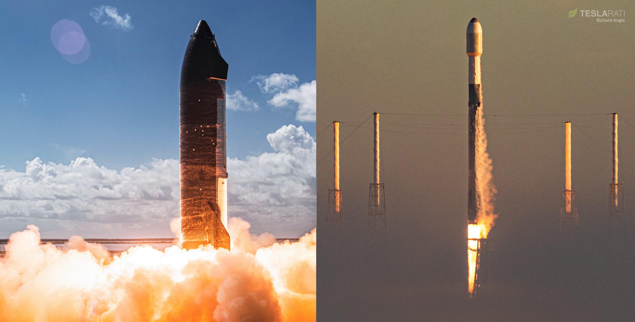 Starship S20 six Raptor static fire + Starlink 4-1 F9 B1058 launch (SpaceX – Richard Angle) 1 (c)