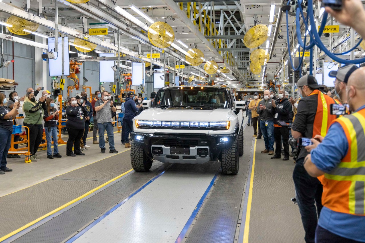 The first 2022 GMC HUMMER EV Pickup Edition 1 exits Factory ZERO