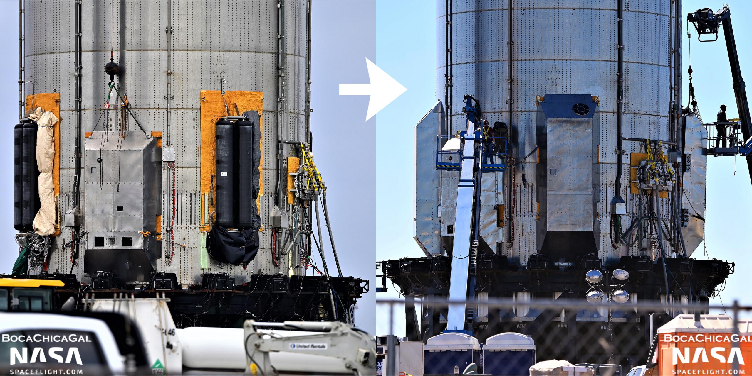 SpaceX fully installs Super Heavy booster’s ‘aerocovers’
