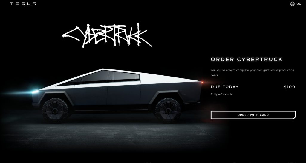 Tesla Cybertruck year of production removed from website