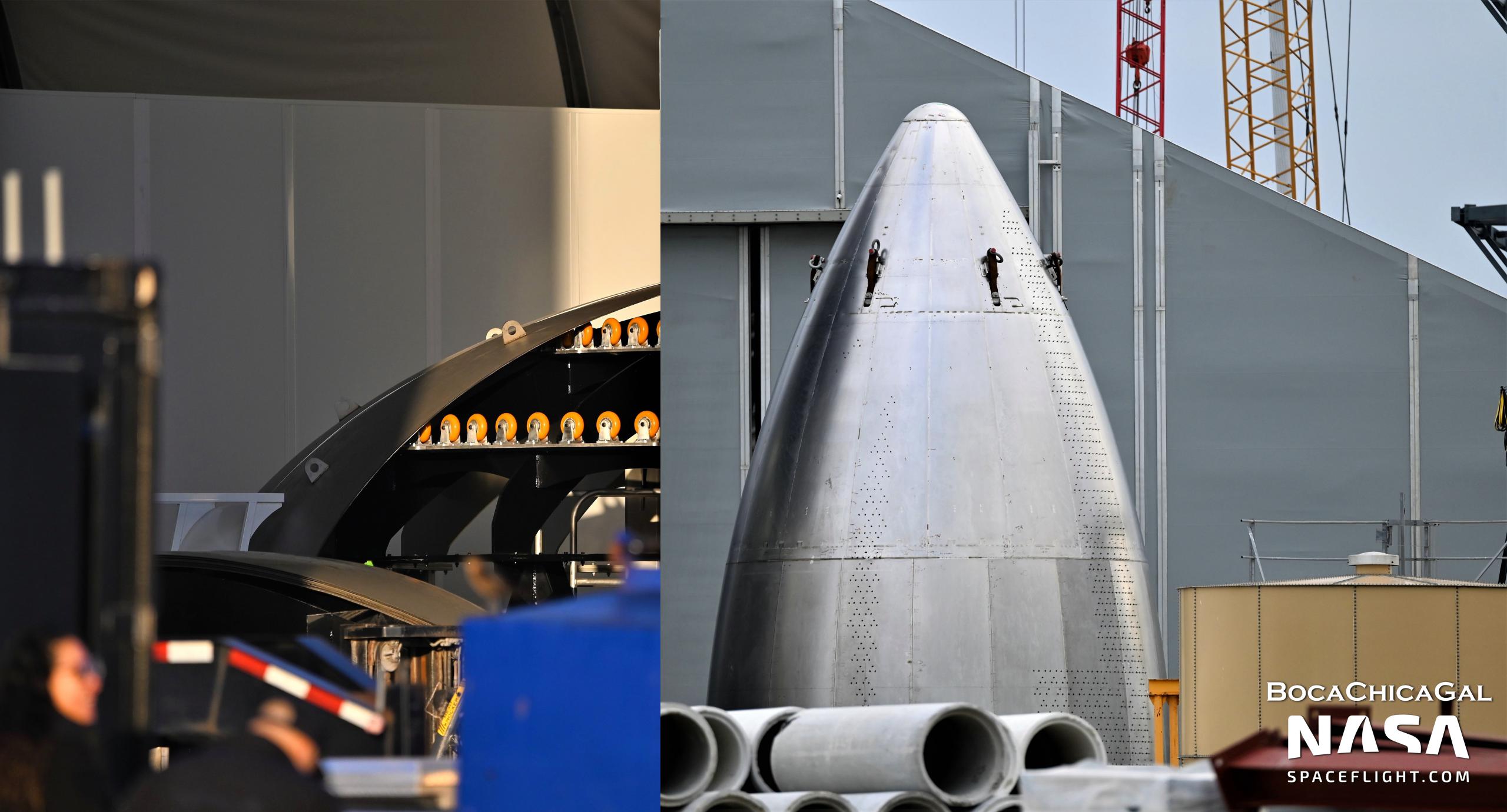 Starbase 012822 (NASASpaceflight – bocachicagal) new nose + new dome 1 (c)