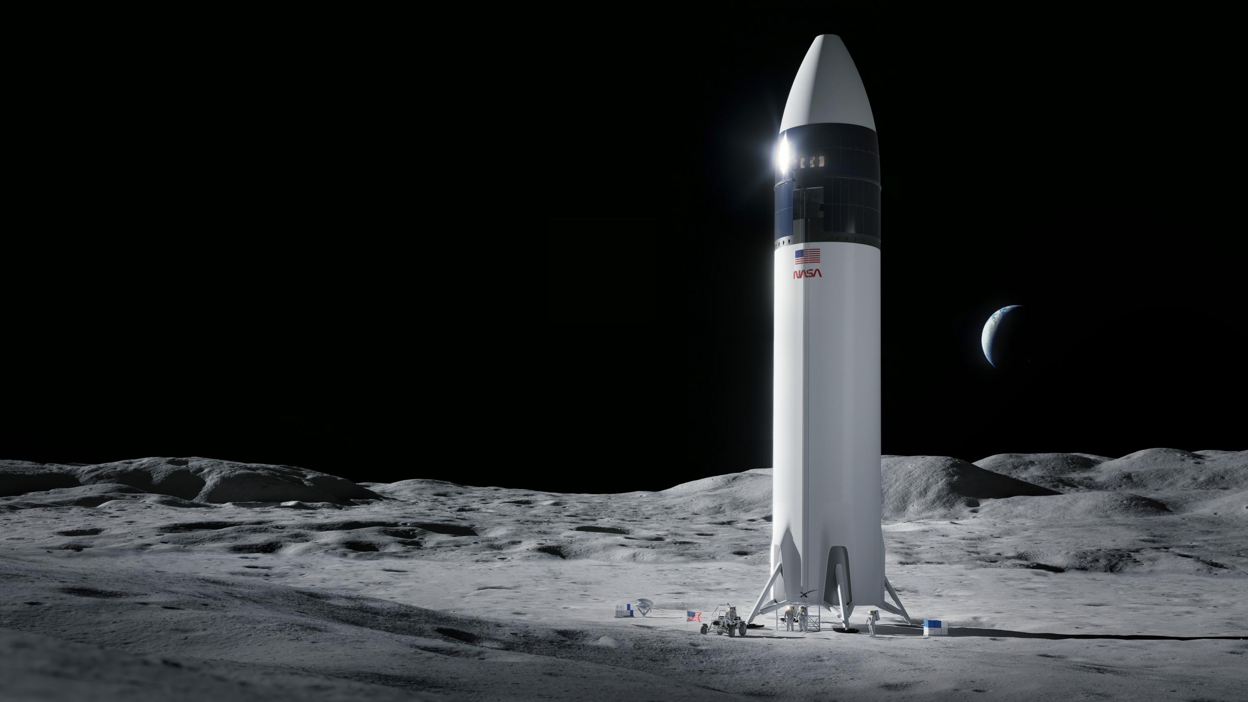Lunar Starship Artemis (SpaceX) 2021 render 2 (c)