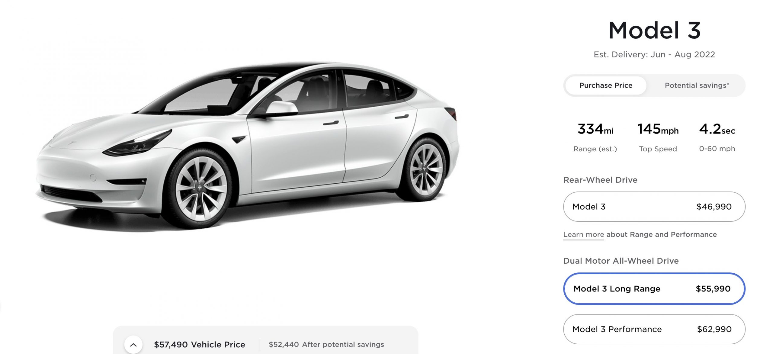 Tesla raises price of Model 3 Long Range & Performance variants in the US