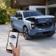 Woman using Phone-as-a-Key feature with Ford F-150 Lightning