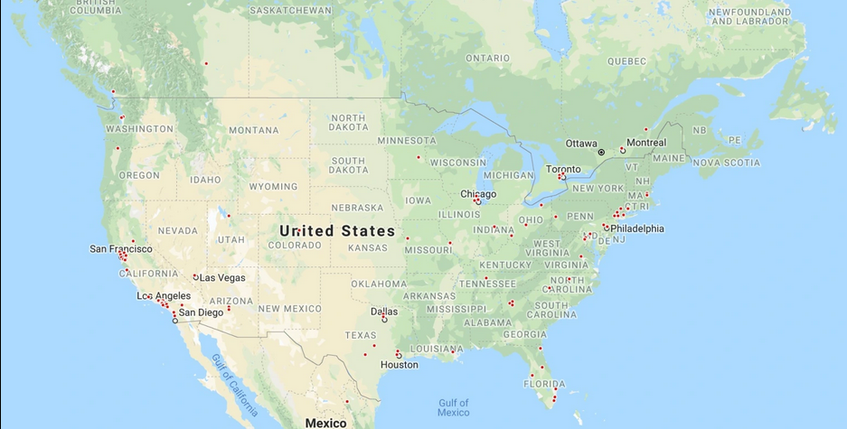 Tesla Service Centers 2018 Map