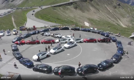 60 Teslas From 8 Countries Climbed The Highest Mountain In Austria