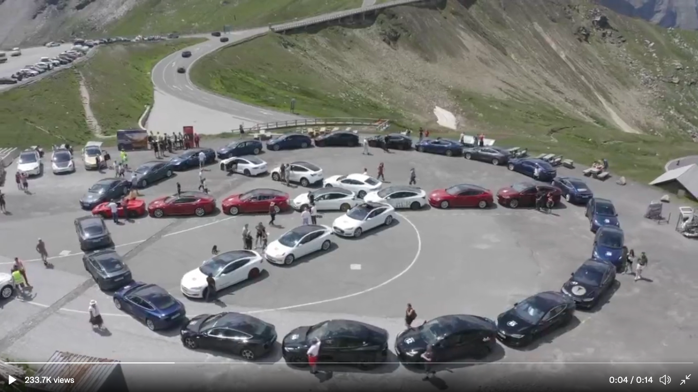 60 Teslas From 8 Countries Climbed The Highest Mountain In Austria