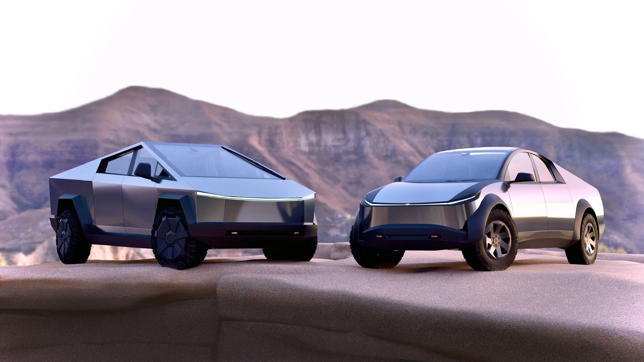 photo of Tesla “Cybertruck Mini” rendered on Model Y template — it surprisingly works image