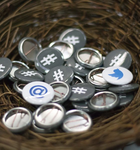 twitter pins in a basket