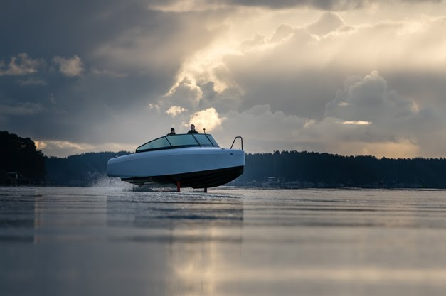 candela boat hovering over water