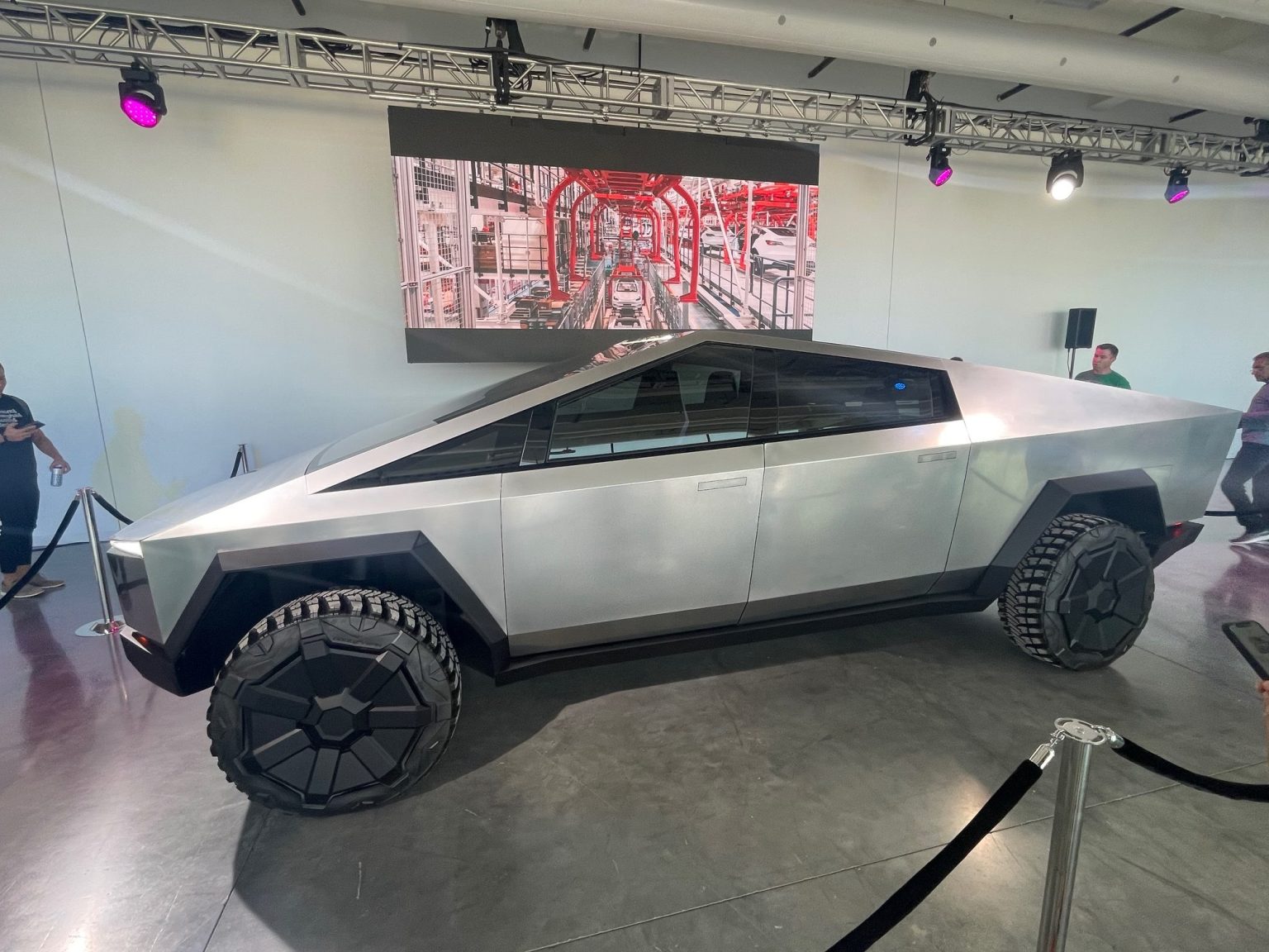 Tesla shareholders arrive at the Cyber Roundup
