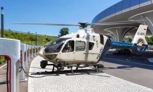 Police in Germany photoshop a helicopter at a Tesla Supercharger to send a message.